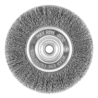 6&quot; x 5/8&quot; - 1/2&quot; Arbor Carbon Steel Crimped Coarse Cleaning & Polishing Wire Wheel    