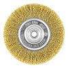 6&quot; x 5/8&quot; - 1/2&quot; Arbor Brass Crimped Coarse Cleaning & Polishing Wire Wheel    