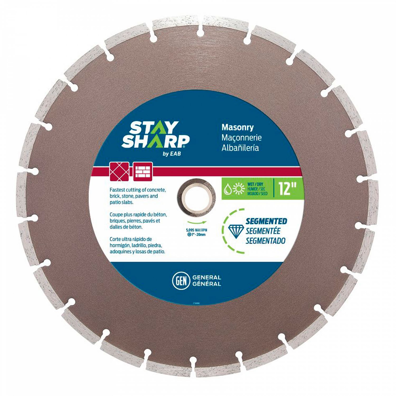 Brick Stone and Masonry 4.5-inch Segmented Diamond Blade for Cutting Concrete 