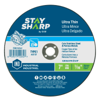 Rueda Plana Ultra Delgada para Metal y Acero Inoxidable 7" x 1/16" x 7/8" (Tipo 1) - Industrial