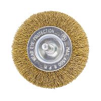 2 1/2&quot; x 1/4&quot; Shank Brass Coated Crimped Fine Cleaning & Polishing Wire Wheel    