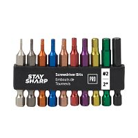2&quot; Assorted Colored Coded Bit Clip Hexagonal (10 Pc Multipack) Industrial Screwdriver Bit Recyclable 