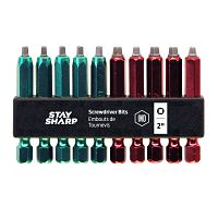 2&quot; x Assorted Colored Coded Bit Clip Square Recess (10 Pc Multipack) Industrial Screwdriver Bit Recyclable 