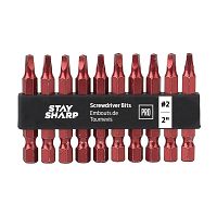 2&quot; x SQ #2 Colored Coded Bit Clip Square Recess (10 Pack) Professional Screwdriver Bit Recyclable 