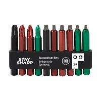 2&quot; x Assorted Colored Coded Bit Clip Square Recess, Phillips (10 Pc Multipack) Industrial Screwdriver Bit Recyclable 