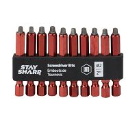 2&quot; x SQ (2pc) #2  Colored Coded Bit Clip Square Recess (10 Pack) Industrial Screwdriver Bit Recyclable 