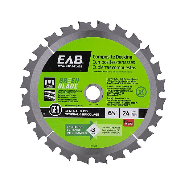 Saw Blades Framing Green Blade Composite Decking 6 1/2" ExchangeA